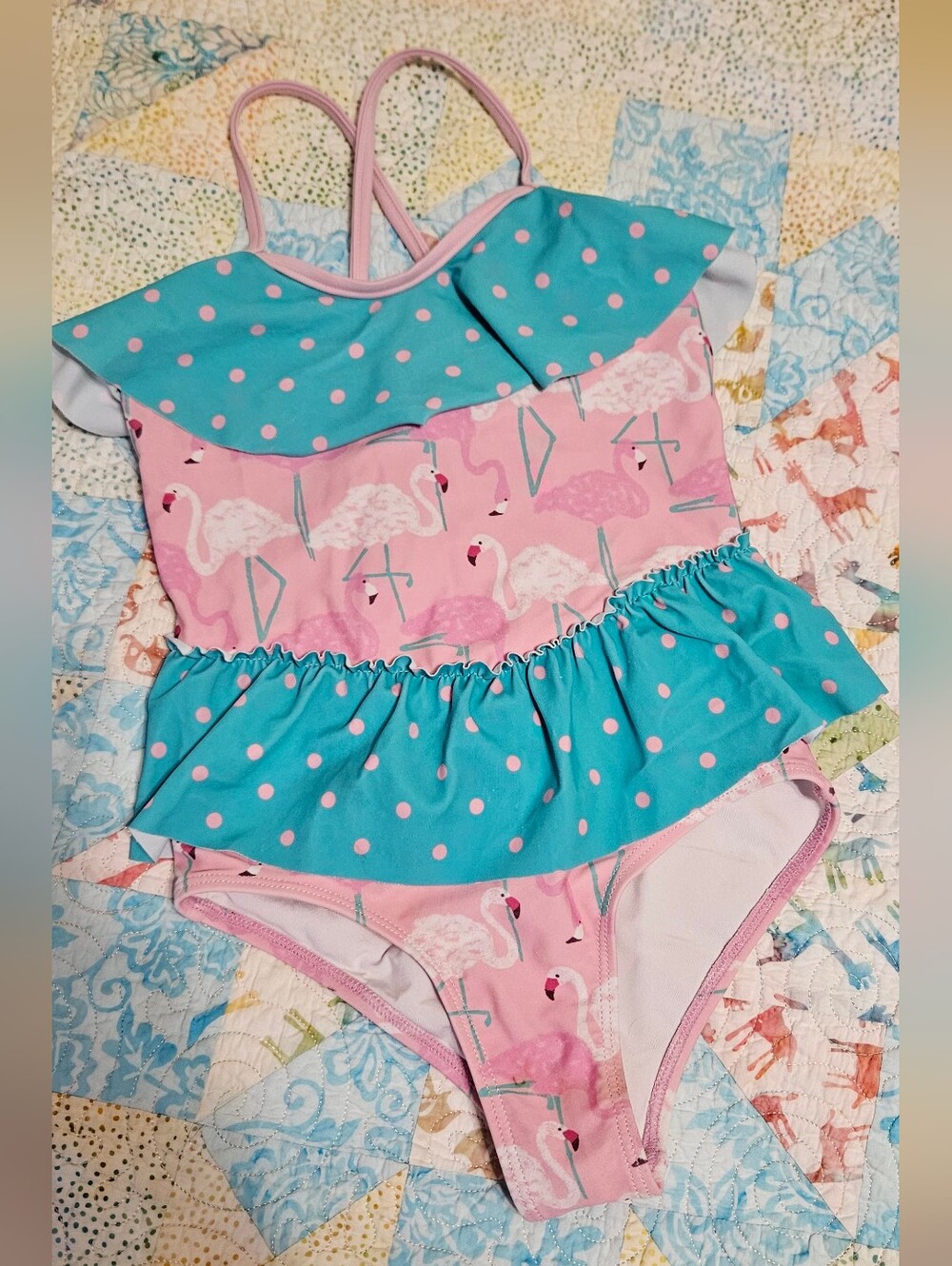 Matilda Jane Kids Island Party Flamingo One Piece Swimsuit Size 6
